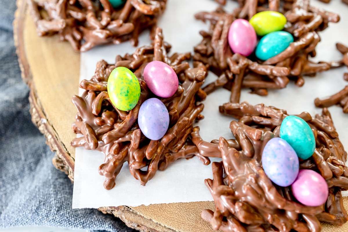 Birds Nest Cookies with Speckled Egg M&M's