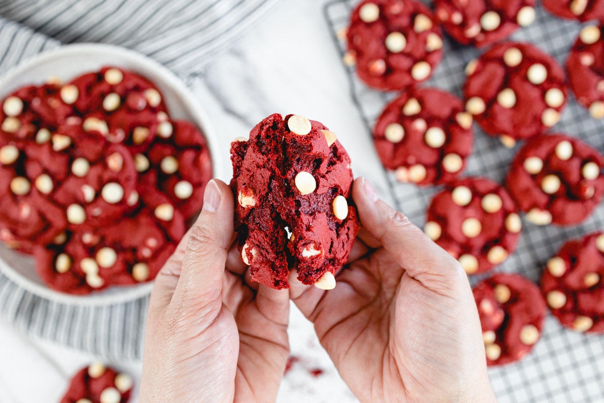 Red Velvet Cake Mix Cookies with White chocolate