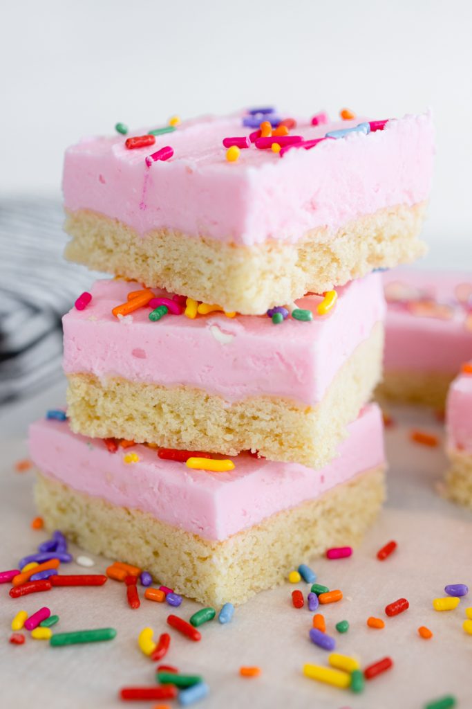 Sugar Cookie Bars with Pink Frosting