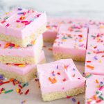 Sugar Cookie Bars with Pink Frosting