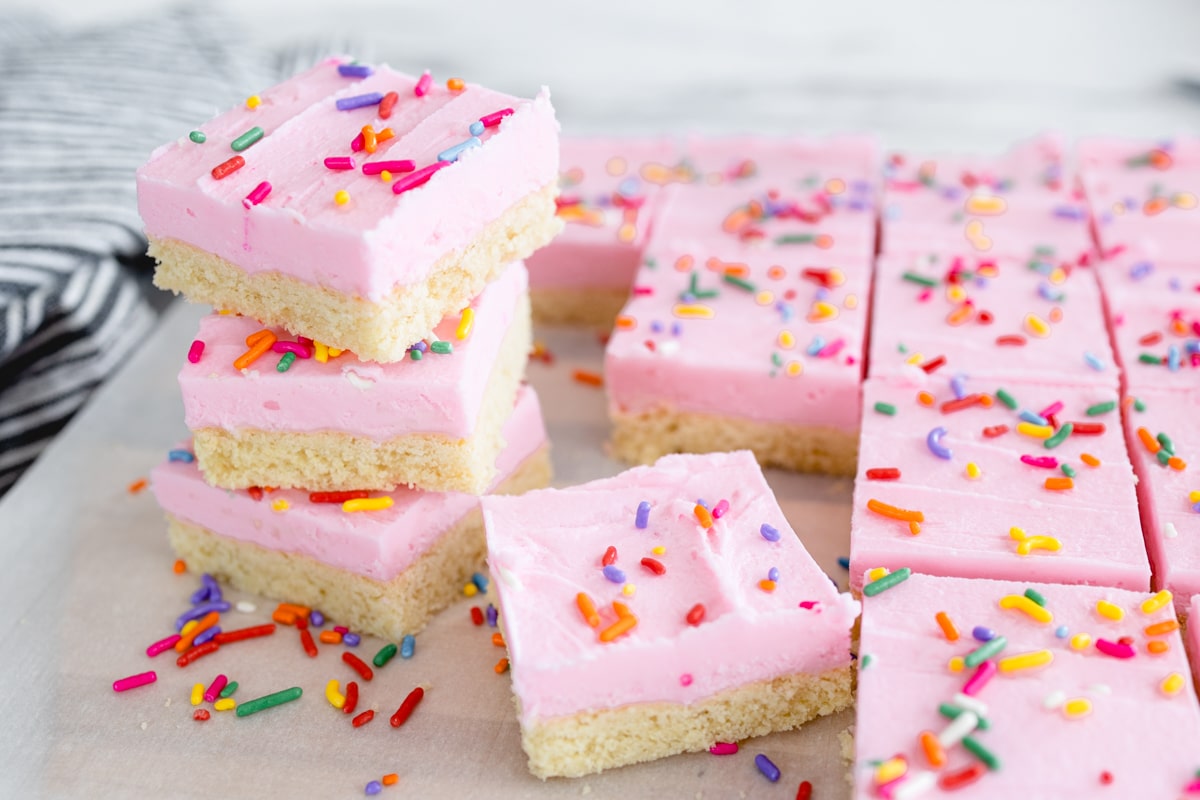 Sugar Cookie Bars with Pink Frosting