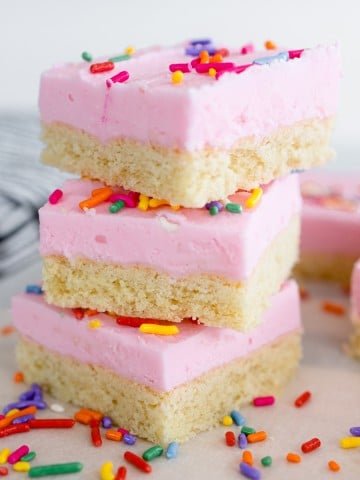 Sugar Cookie Bar Recipe with Pink Frosting