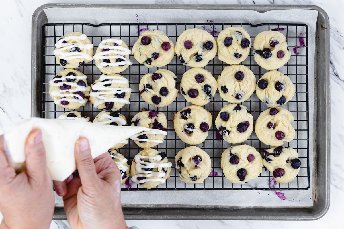 Frosting Lemon Blueberry Cookies