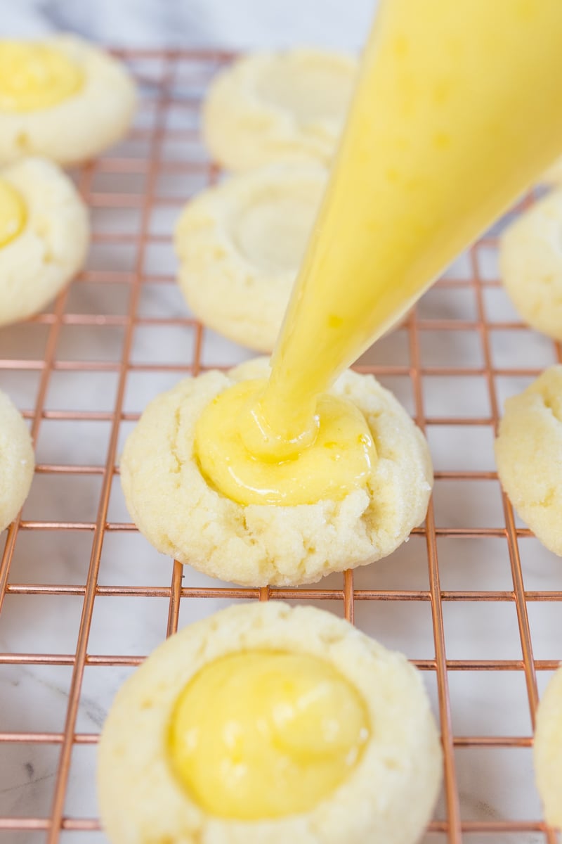 Pipe Lemon Curd into Thumbprint Cookies