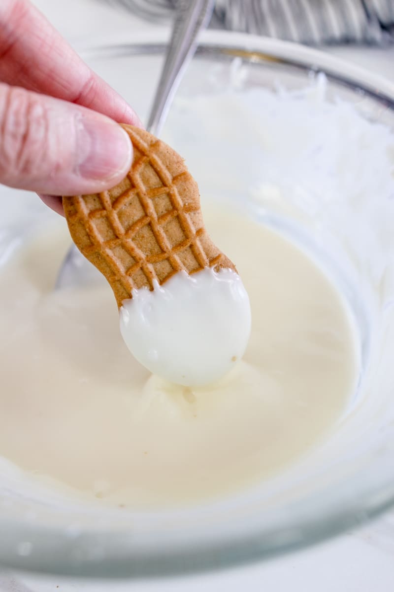 Dip Nutter butter Cookies into White Chocolate