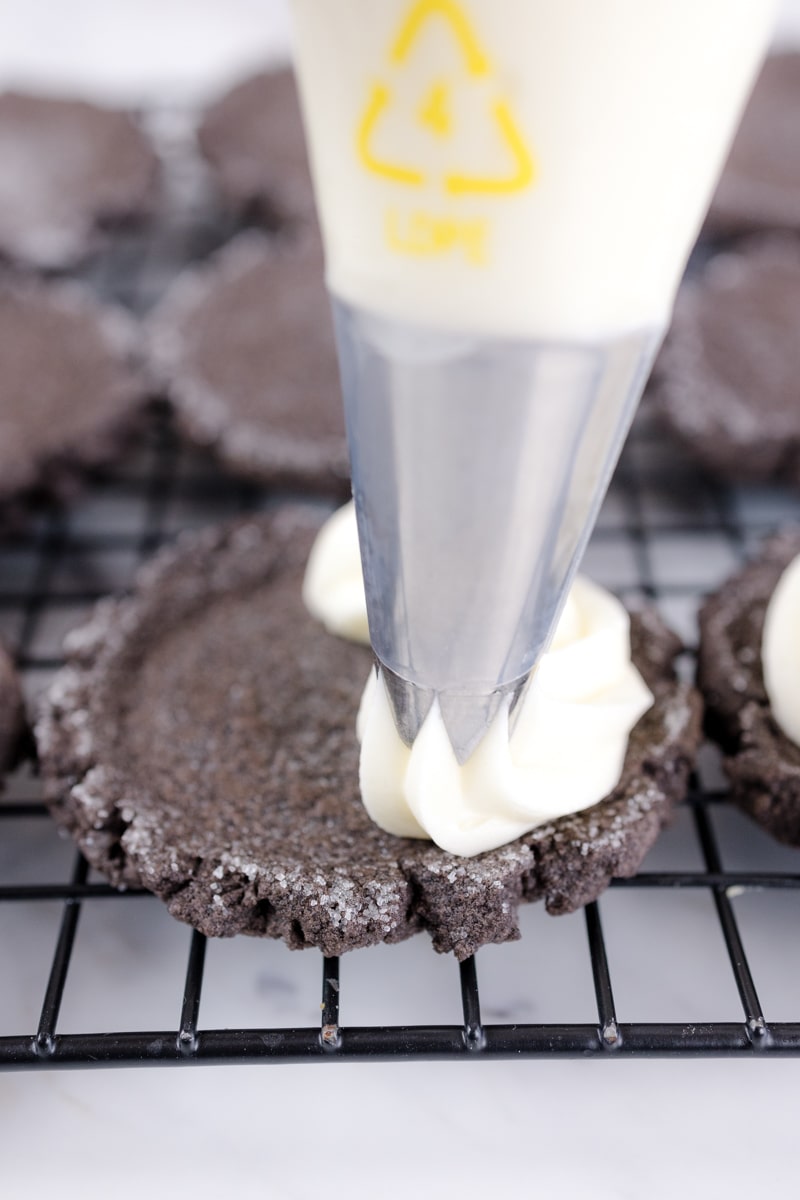Cream Cheese Frosting on Chocolate Sugar cookie
