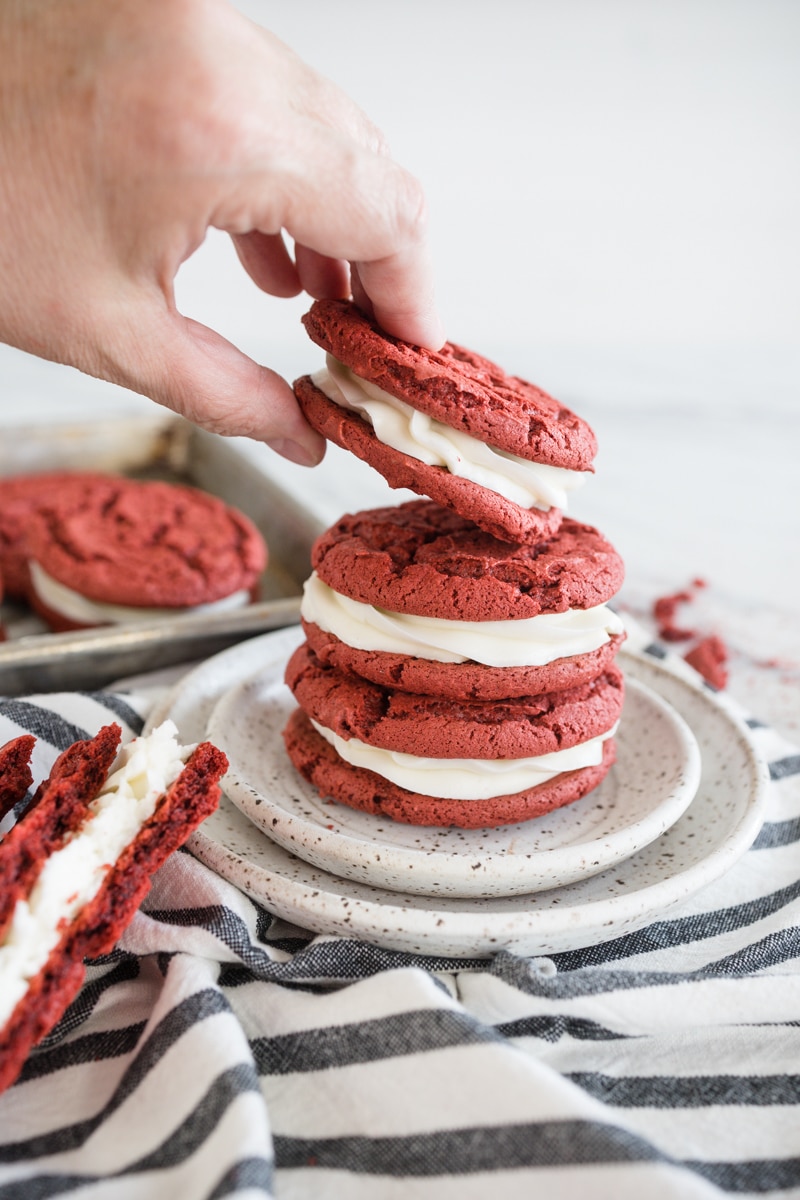 Red Velvet Cake Mix Sandwich Cookies