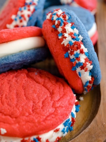Red white and blue sandwich cookies