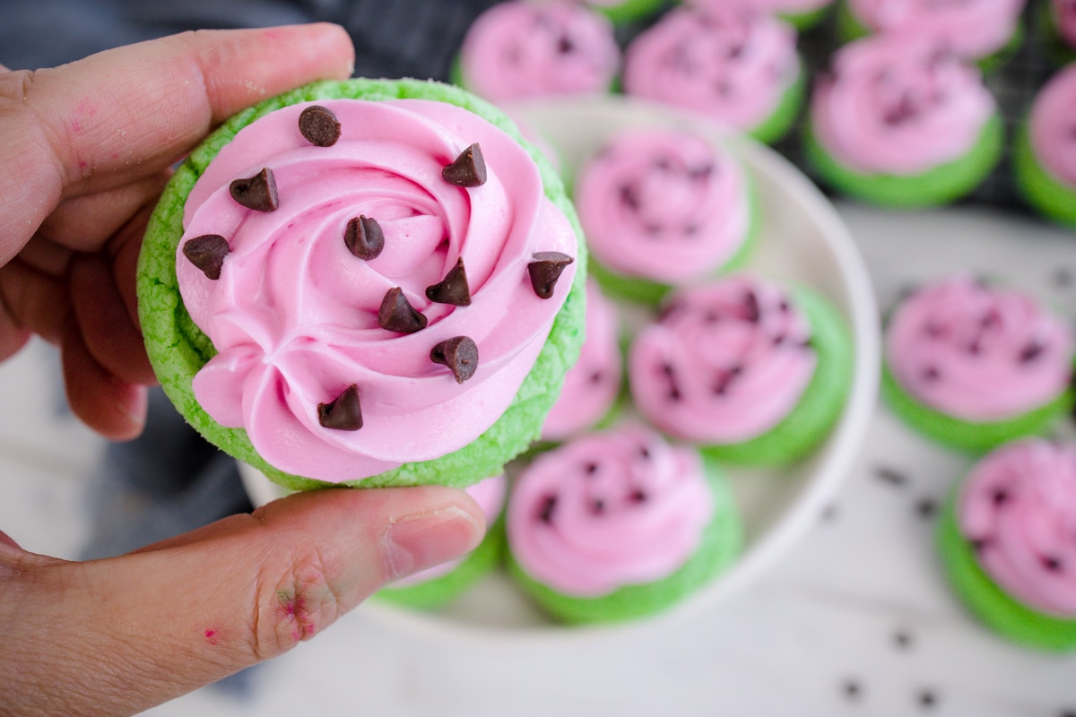 Watermelon Cookies with Pink Frosting