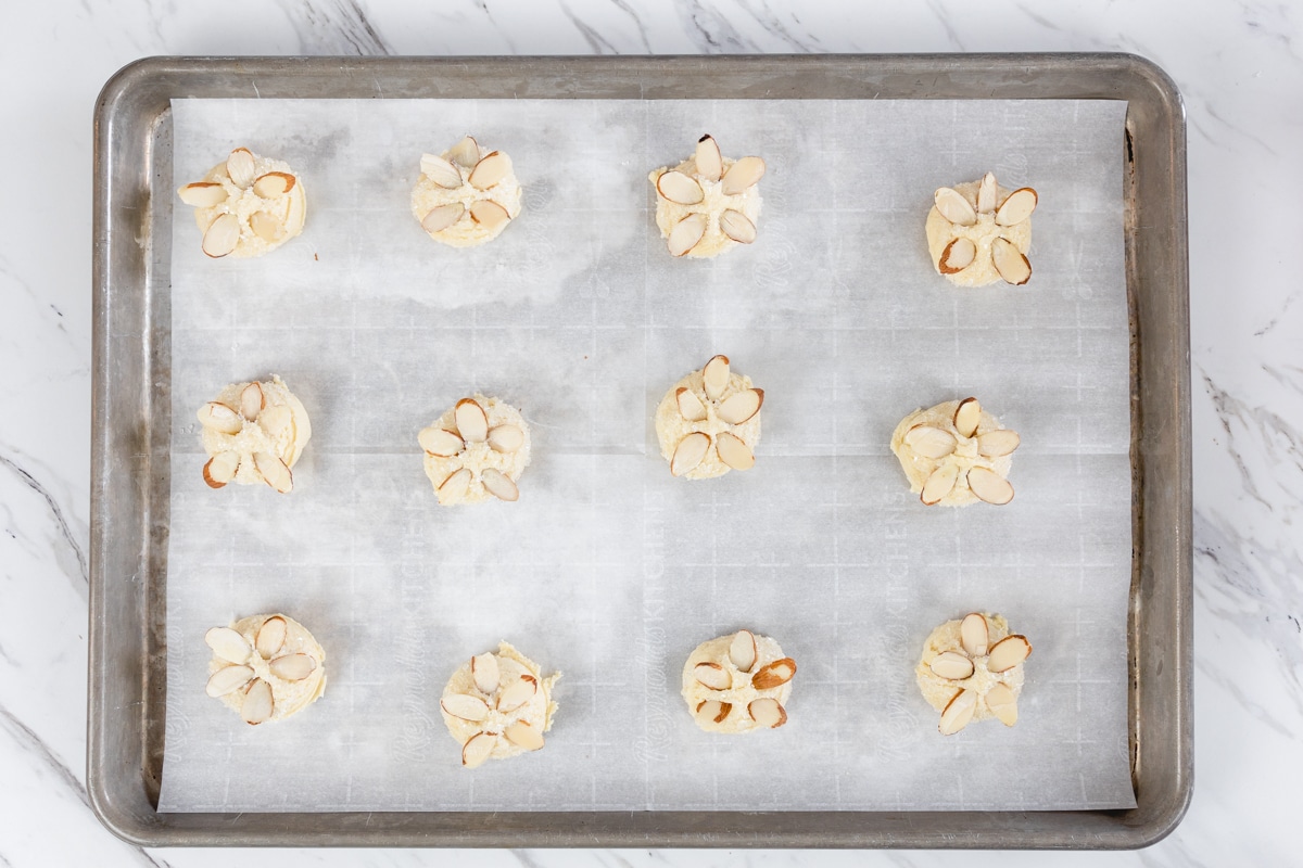 Almond Cookies on Baking Sheet