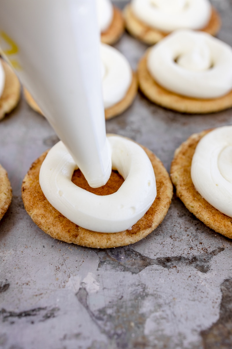 Cream Cheese Frosting on Snickerdoodle Cookie
