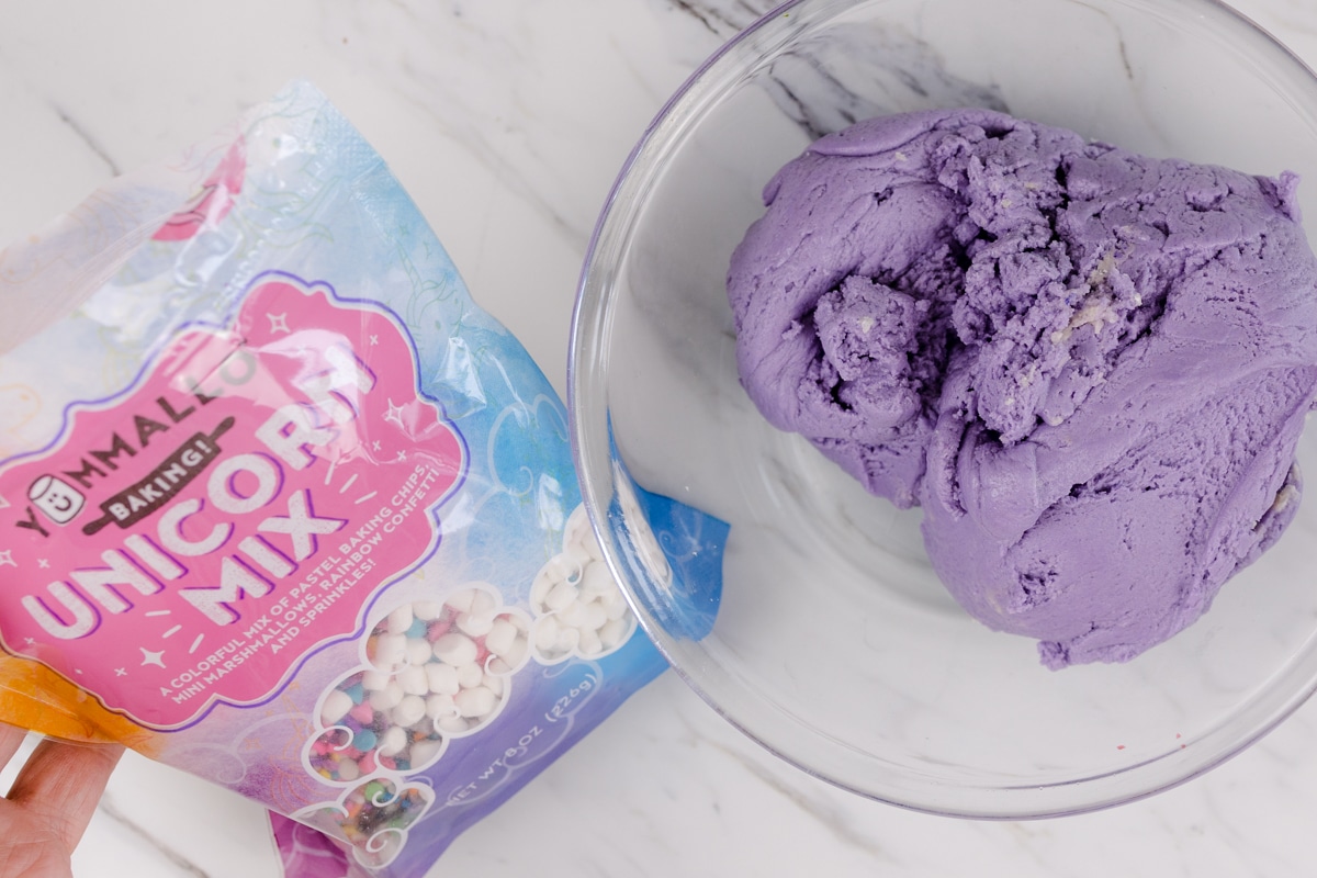 Unicorn Sprinkle Mix and purple Cookie dough
