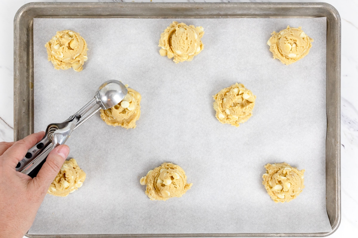 Cookie dough on cookie sheet