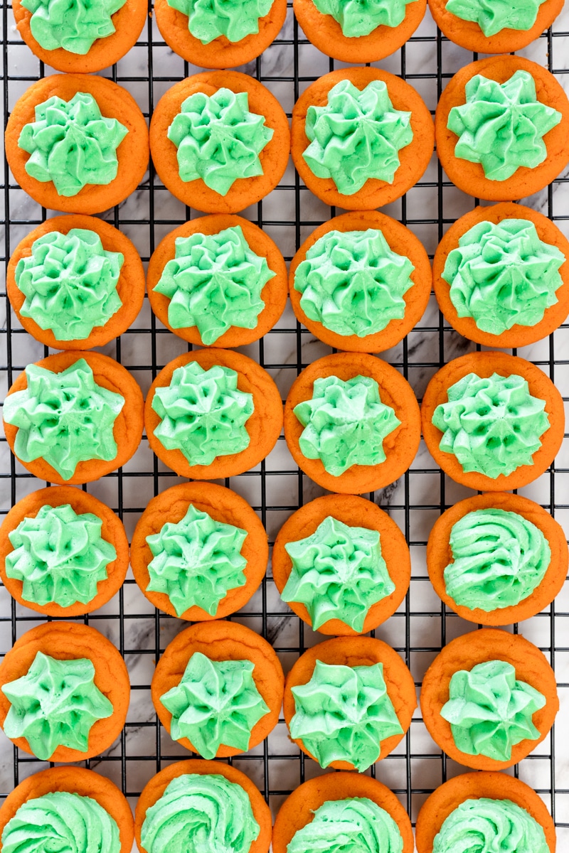 Orange Cookies with Green Frosting