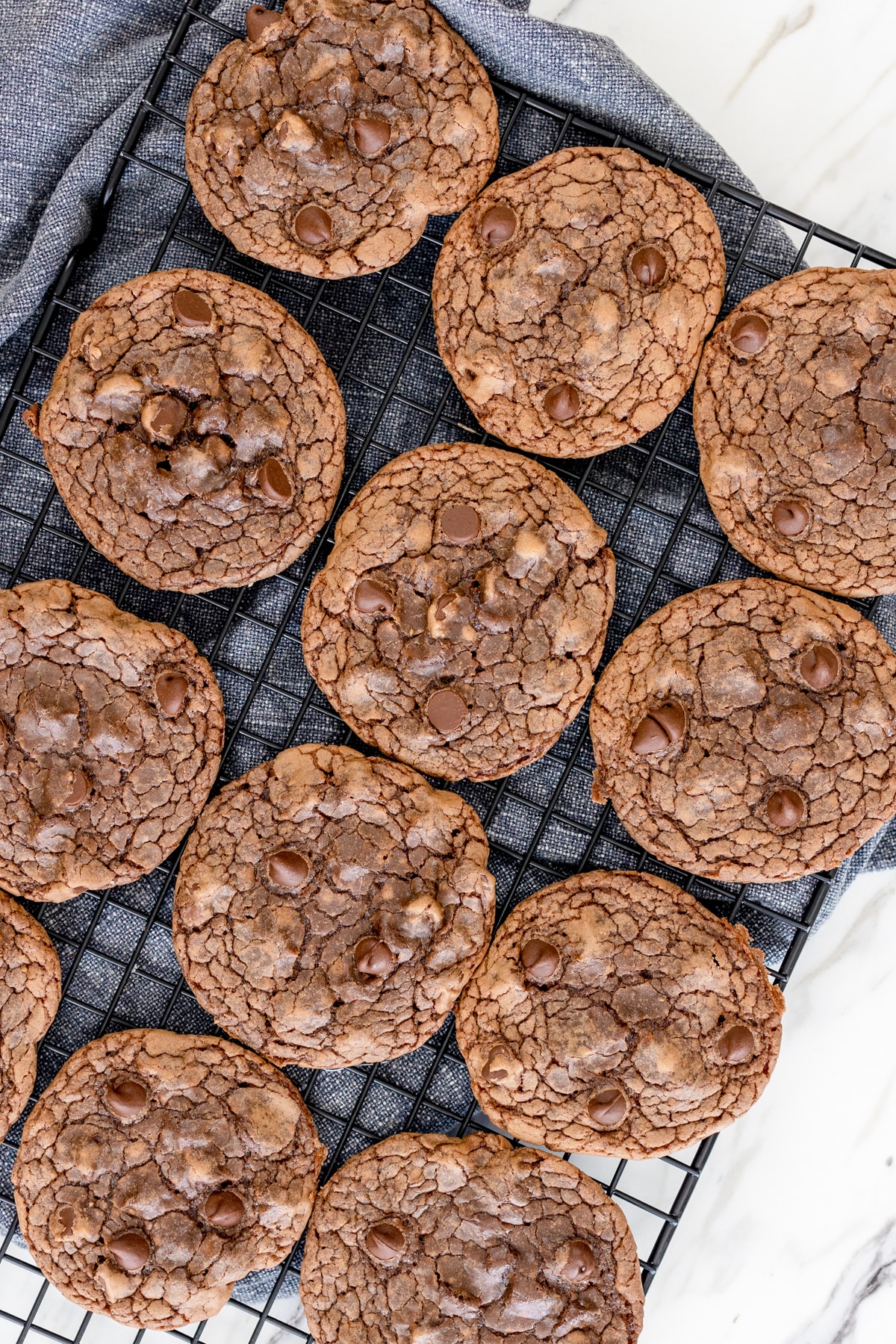 Brownie Mix Cookies on cooling rack