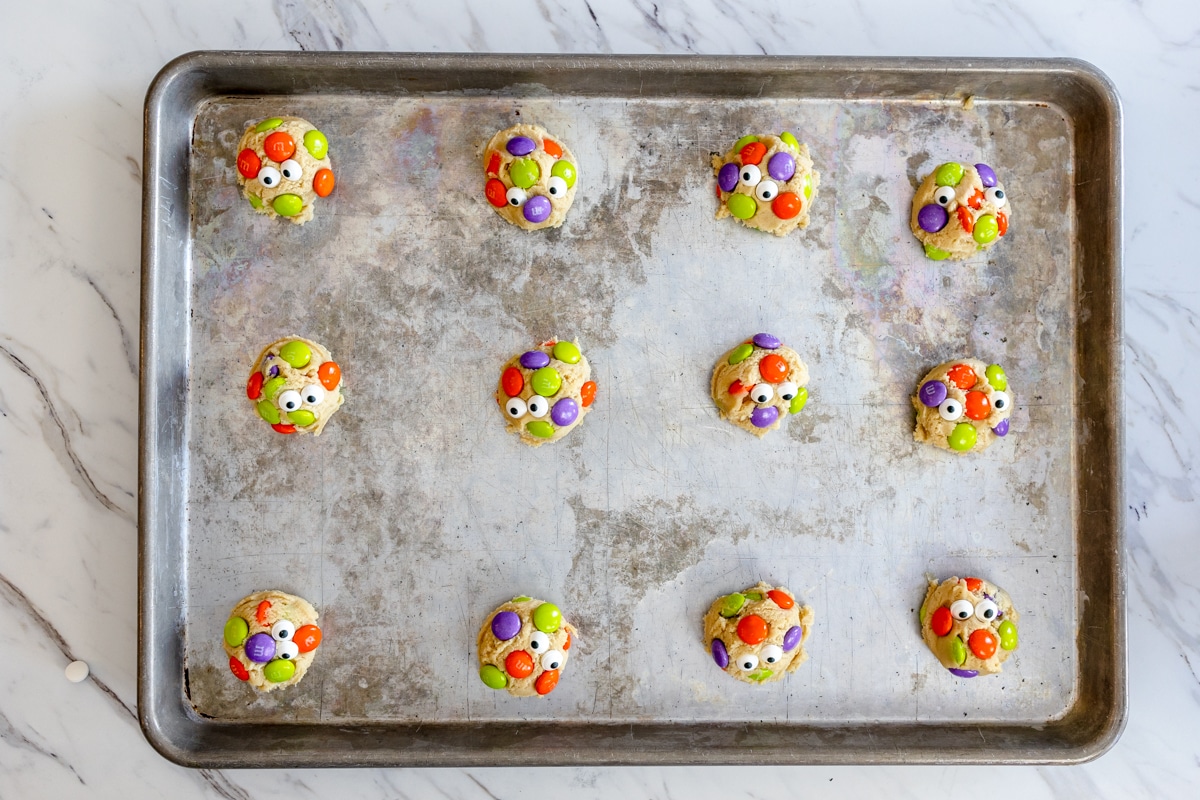 Cookie dough on baking sheet