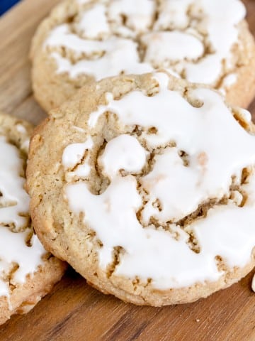 Close up of Iced Oatmeal Cookies.