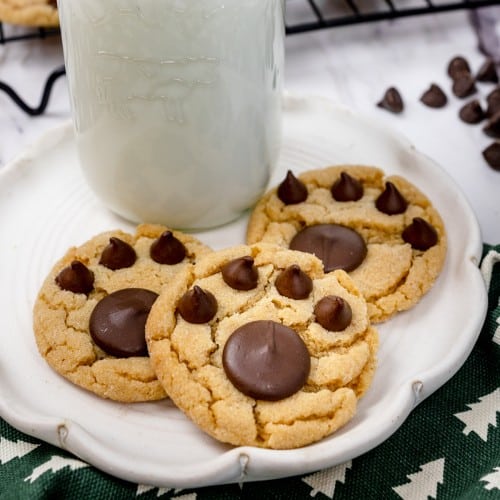 Tasty Bear Paw Cookies (Peanut Butter Cookies w/ Chocolate)