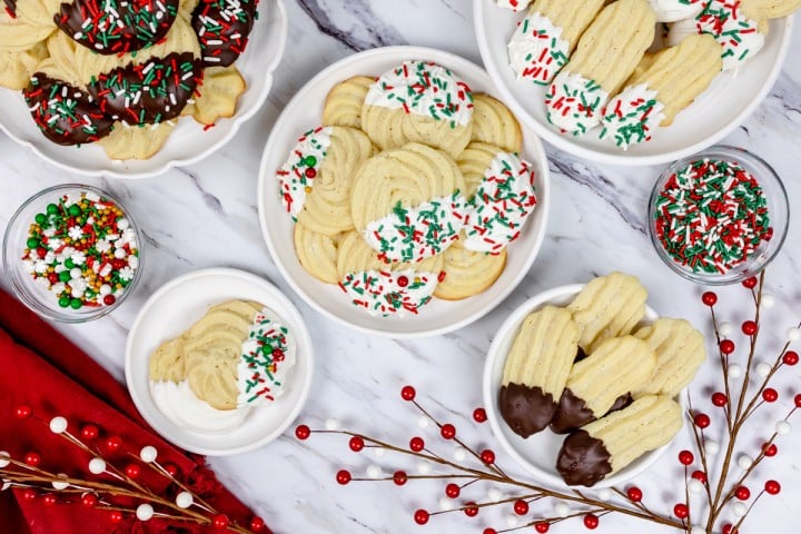 Easy Christmas Holiday Butter Cookies Recipe dipped