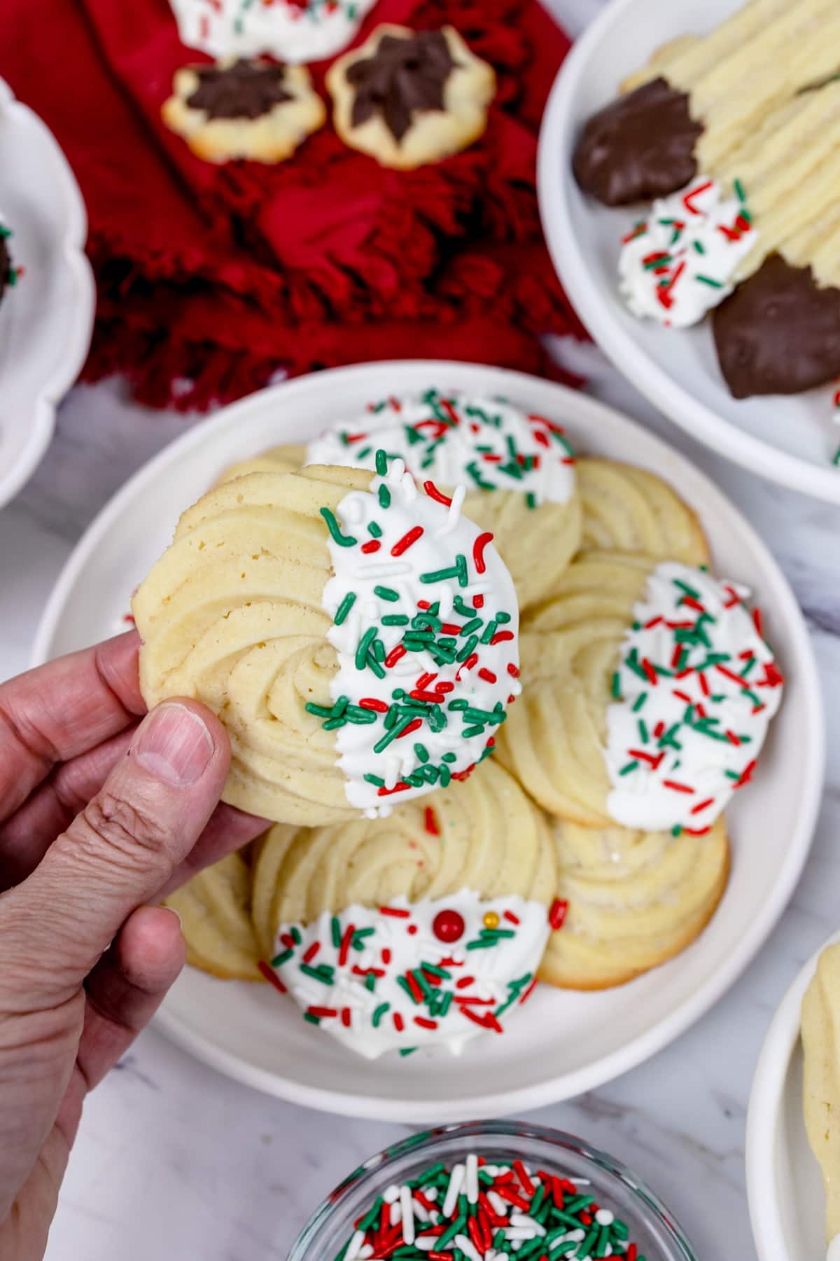 Easy Christmas Holiday Butter Cookies Recipe dipped