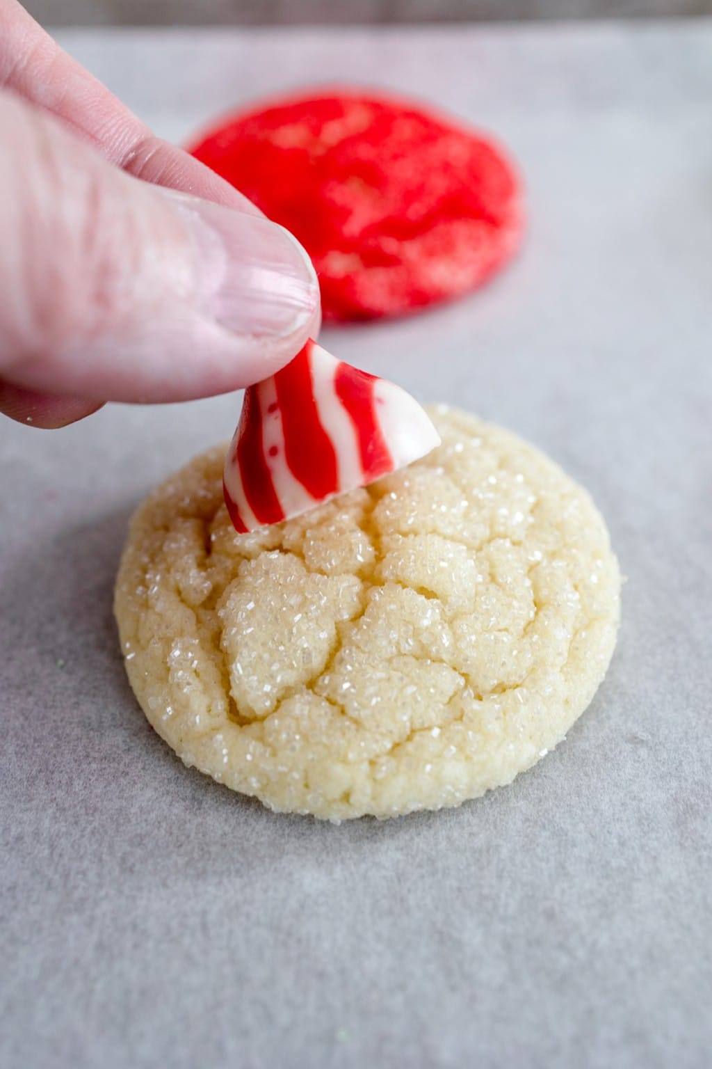 Hershey Kisses Candy Cane Blossoms Cookies Recipe