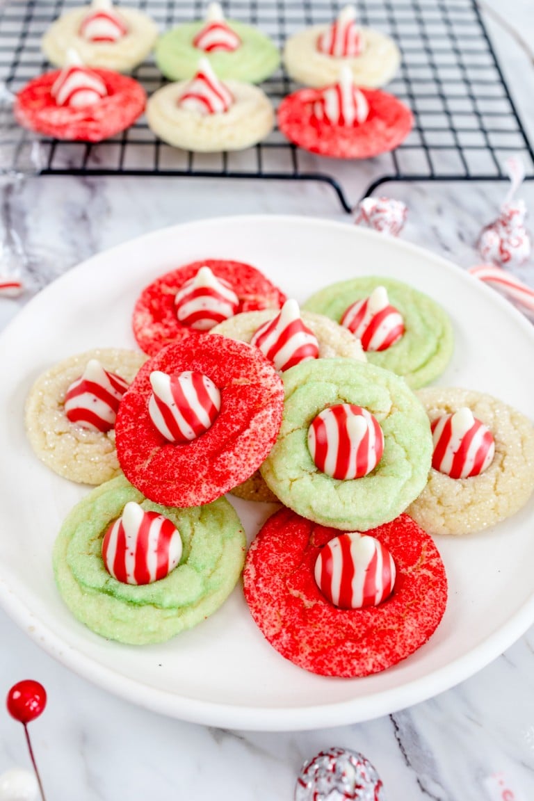 Hershey Kisses Candy Cane Blossoms Cookies Recipe
