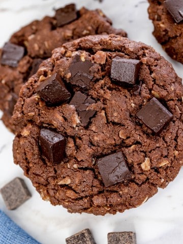Close up of a Chocolate Oatmeal Cookie.