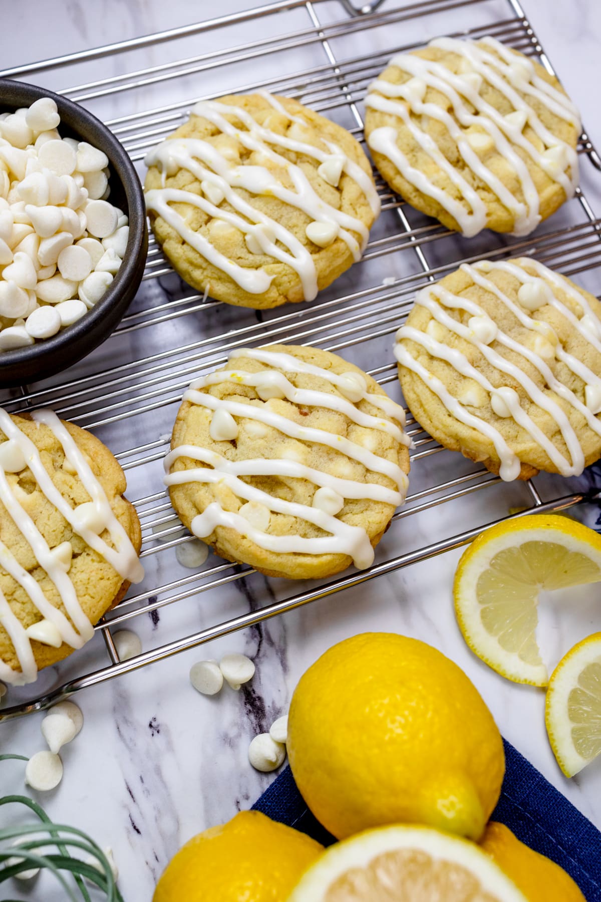 Top view of lemon white chocolate cookies. 