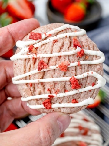 Close up of a Strawberry Sugar Cookie.