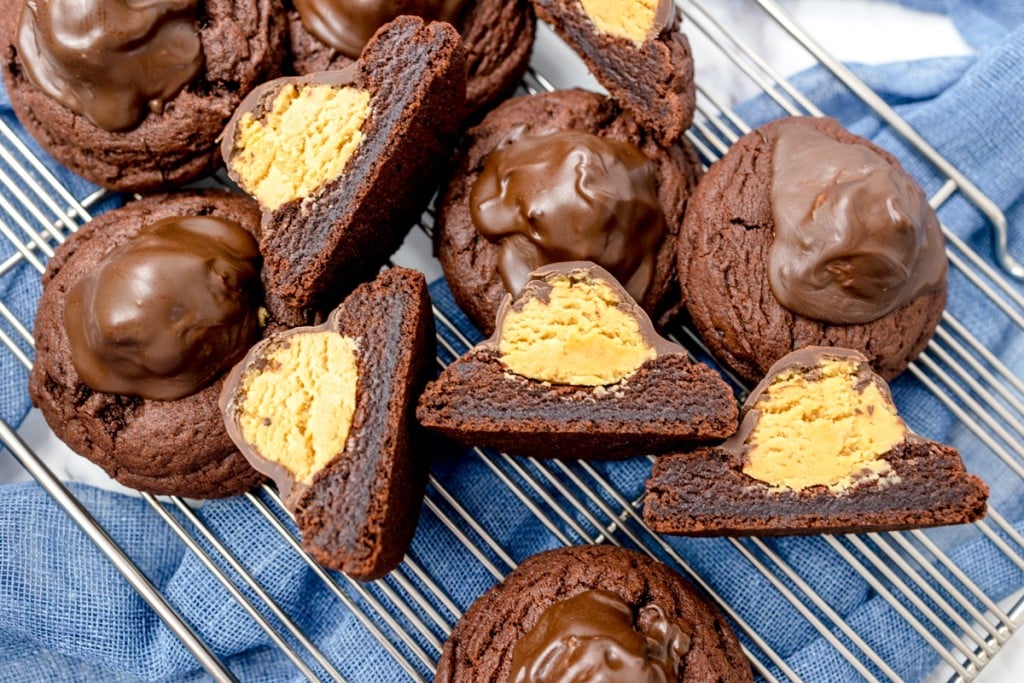 Buckeye Cookies a Chocolate Cookie with Peanut Butter