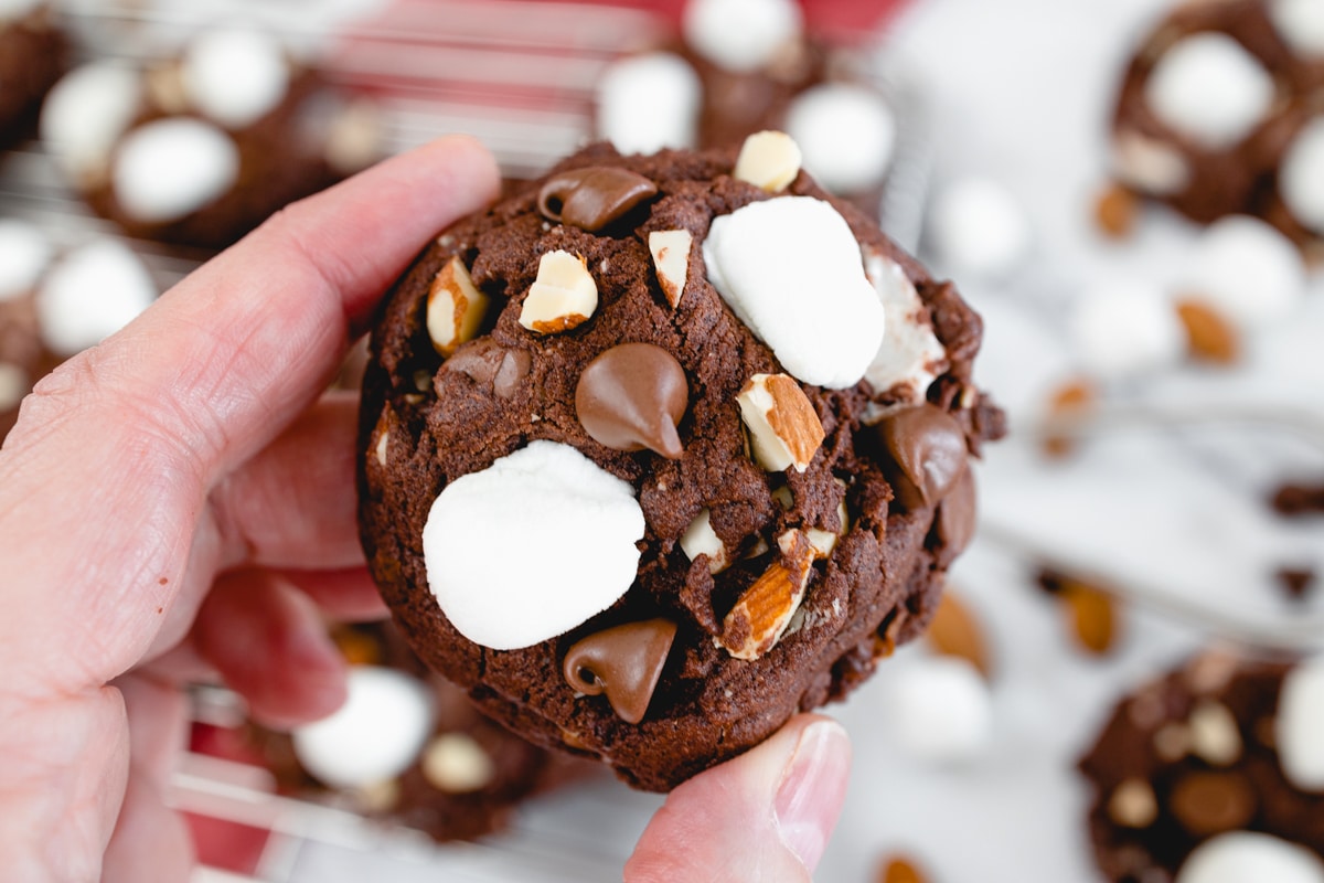 Giant Rocky Road S'mores Cookie Baked in a Skillet