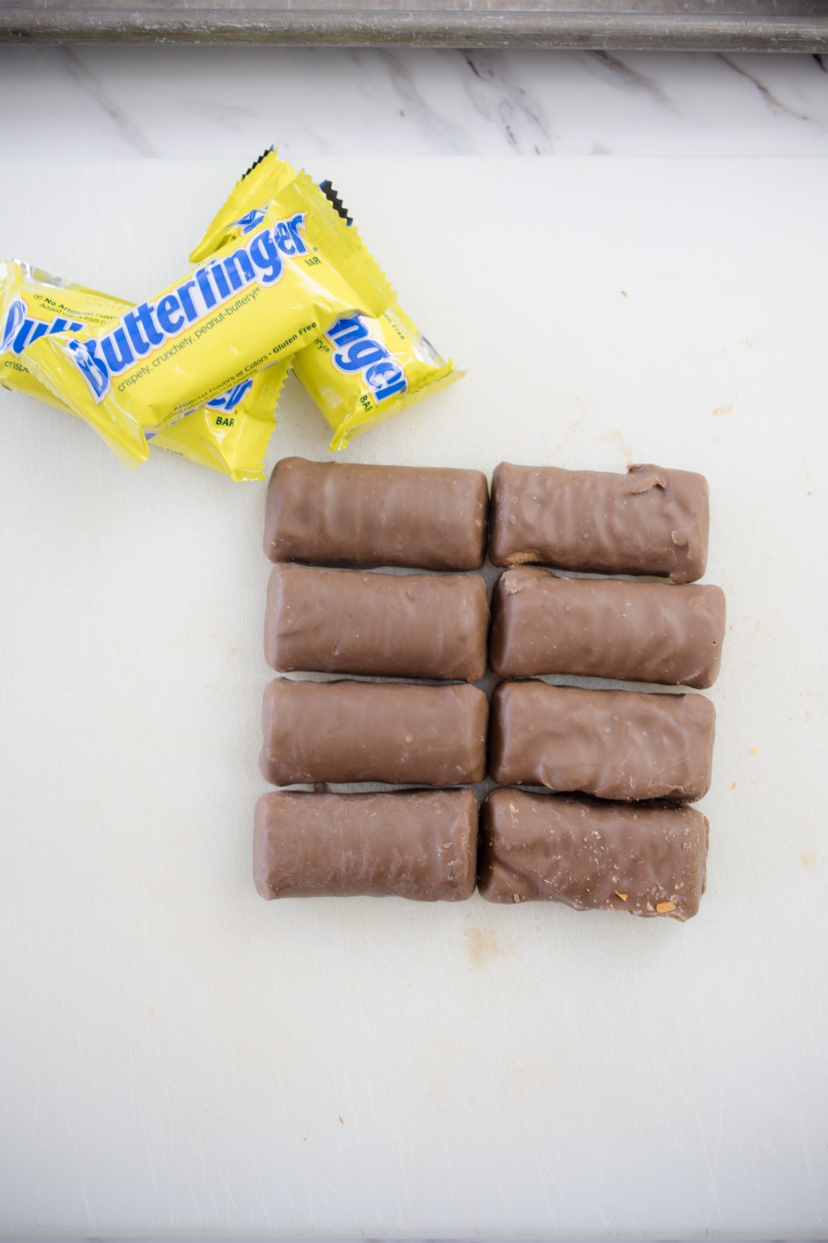 Top view of Butterfingers candies.