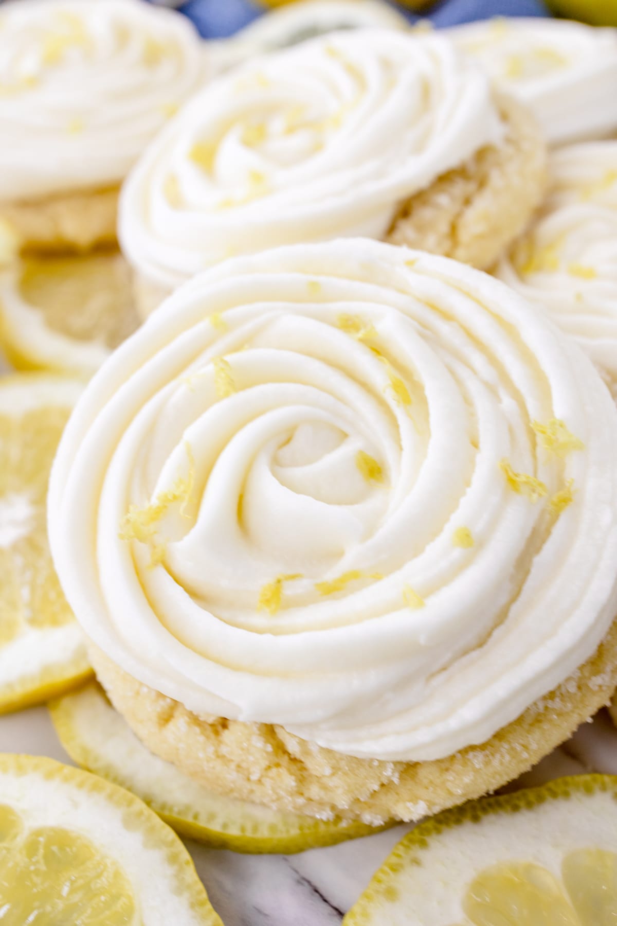 Frosted Lemon Sugar cookies with Lemon Zest