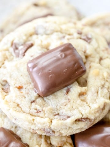Top view close up of Heath Bar Cookies.