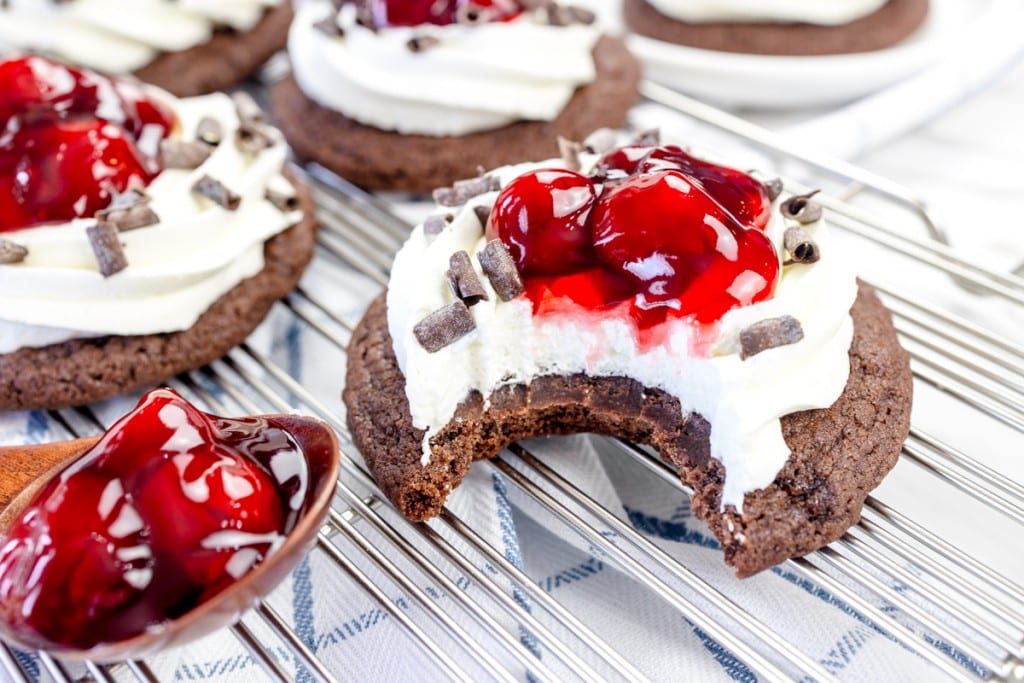 Black Forest Cookie with bite out of it