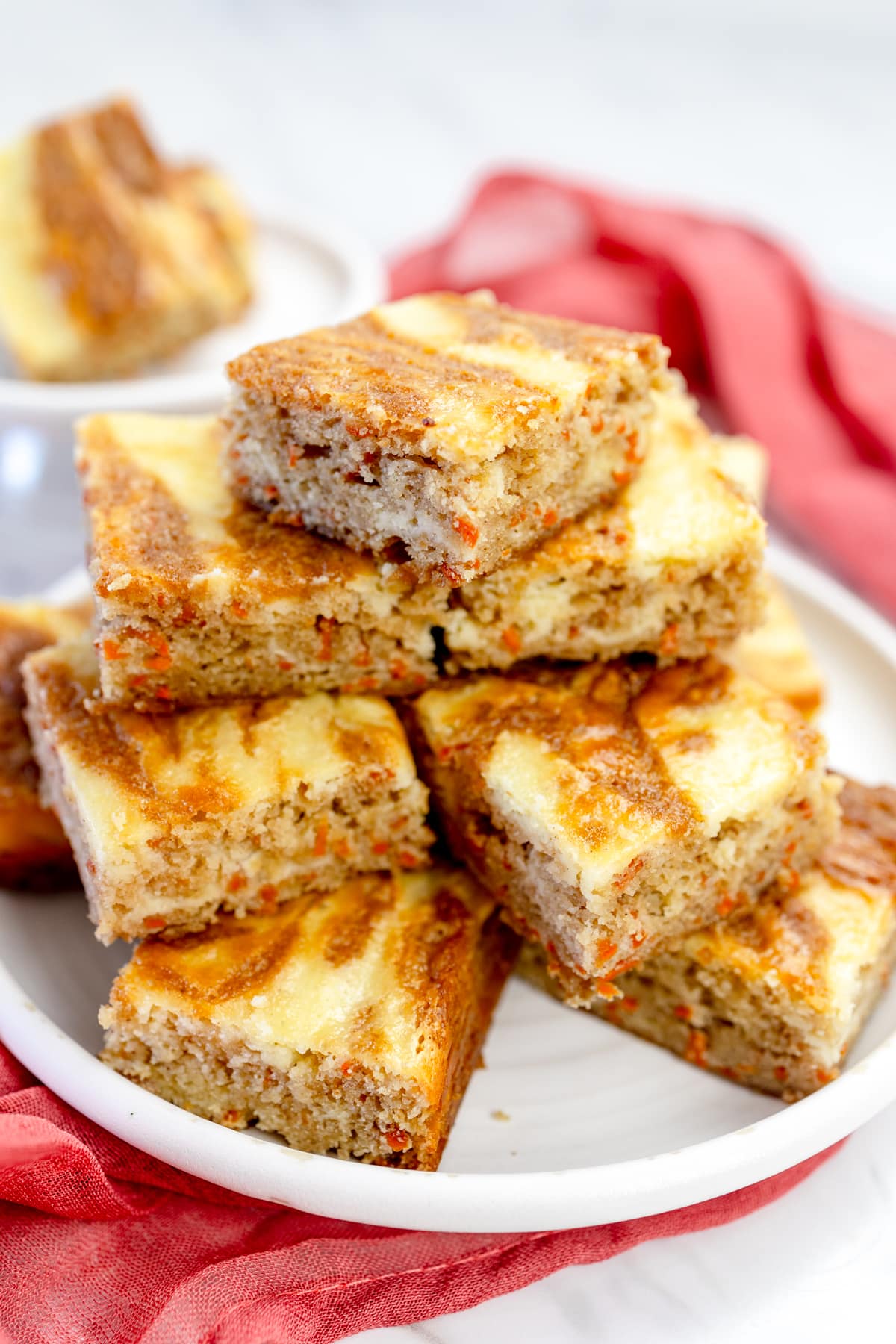 Carrot Cake Cheesecake Bars on plate