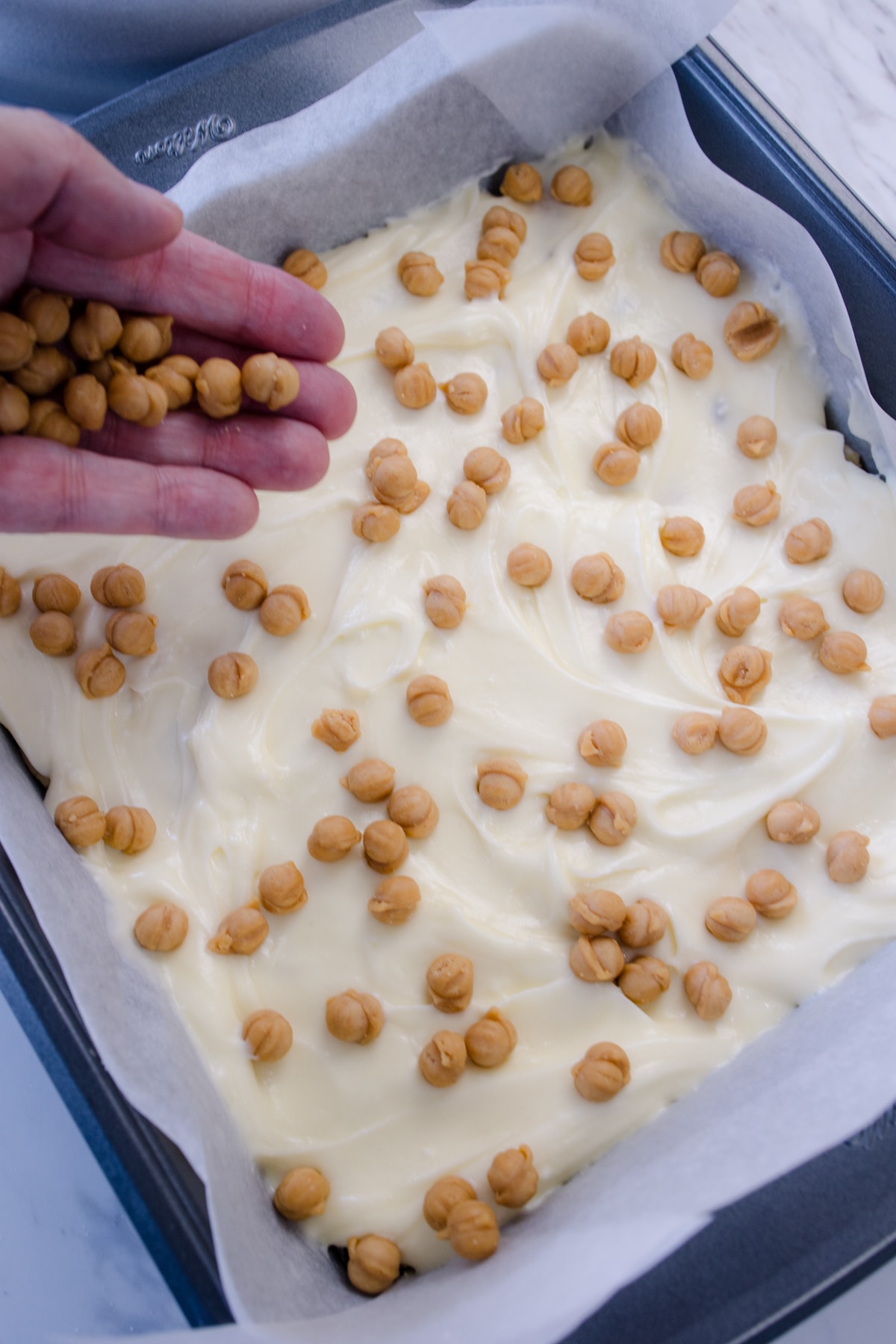 Chocolate Chip Cheesecake Bar Recipe with caramel bits