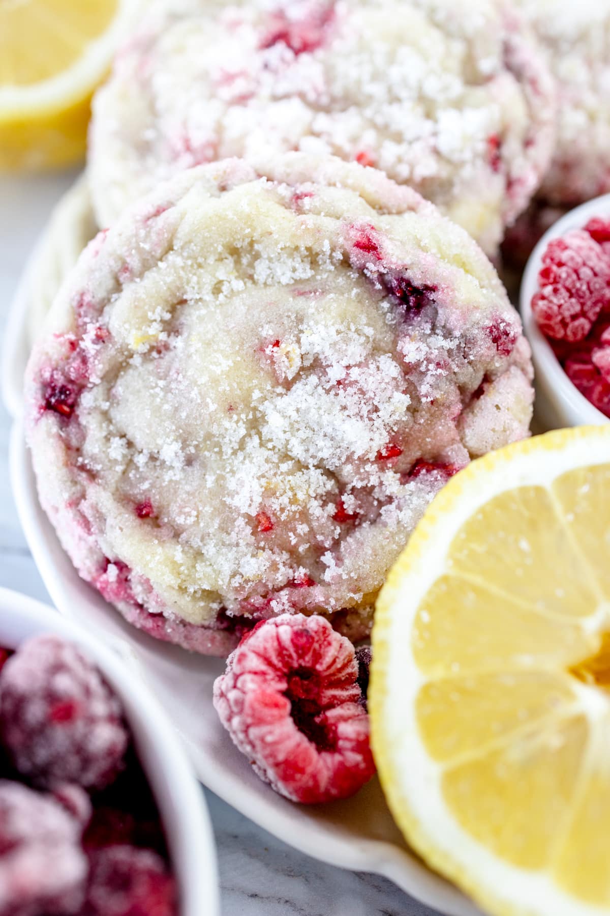 Lemon Raspberry Cookies on plate
