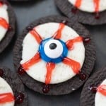 Top view close up of an Oreo Eyeball Cookie.