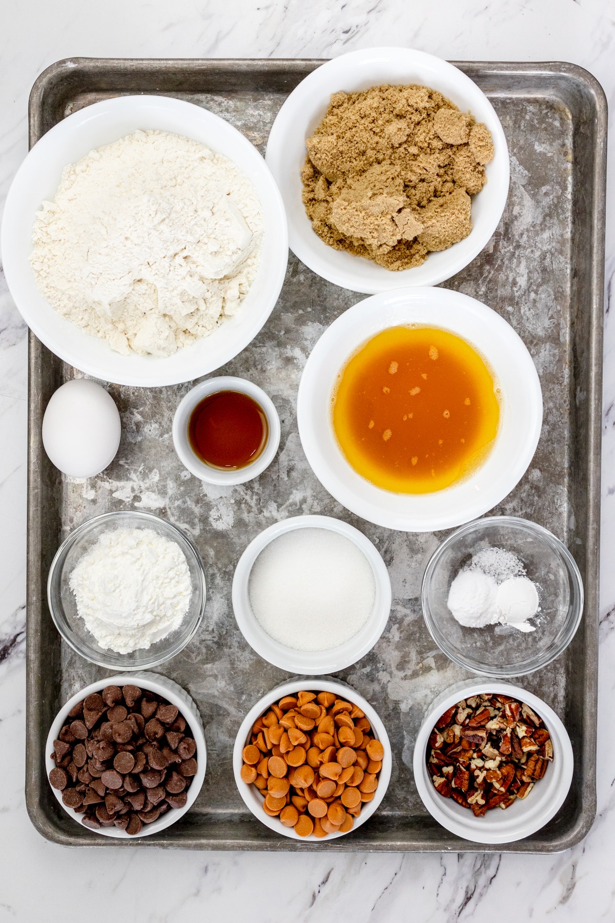 Ingredients for Butterscotch Chocolate Chip Cookies Recipe.