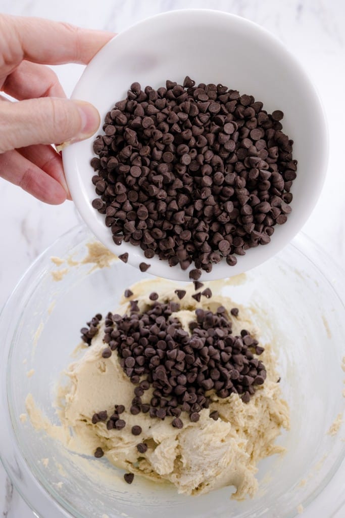 Mini Chocolate Chips stirred into cookie dough